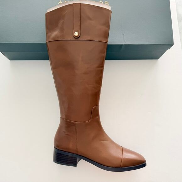 Ann Taylor Ladies Equestrian Tall Riding Boots NEW Size 9 Leather Pecan Brown - Picture 2 of 7